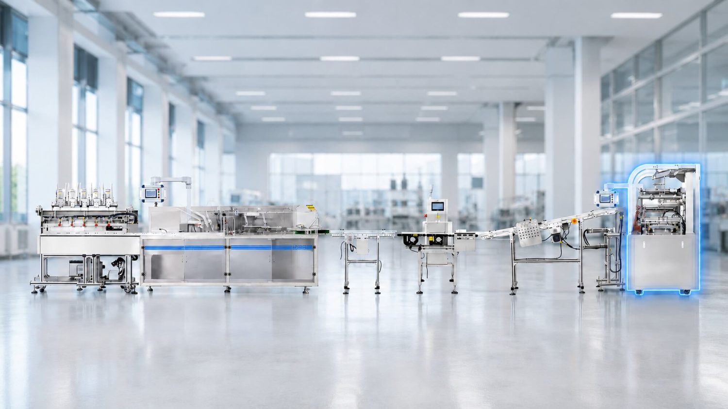 Carton Wrapping Machine In A Packaging Line